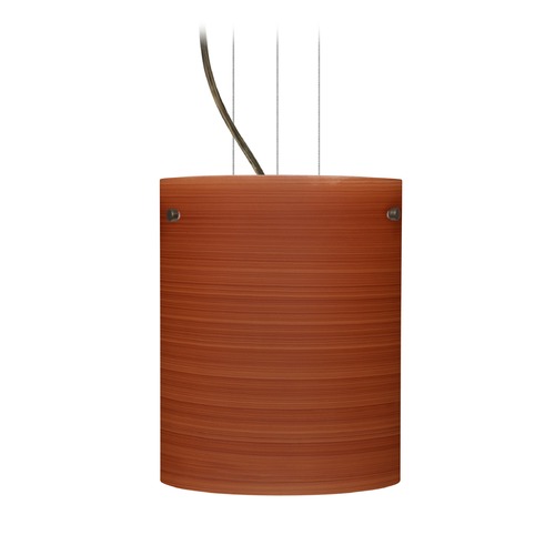 Besa Lighting Besa Lighting Tamburo Bronze LED Mini-Pendant Light with Cylindrical Shade 1KG-4006CH-LED-BR