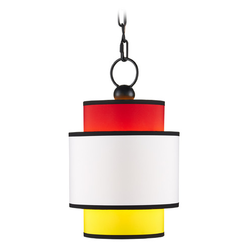 Mathias 10-Inch Fabric Pendant in Satin Black by Currey & Company
