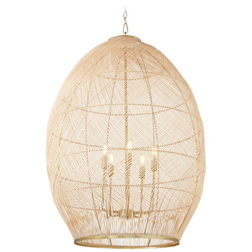 Rattan Aged Brass Pendant by Quorum Lighting