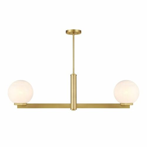 Meridian 2-Light Linear Chandelier in Natural Brass by Meridian M100124NB