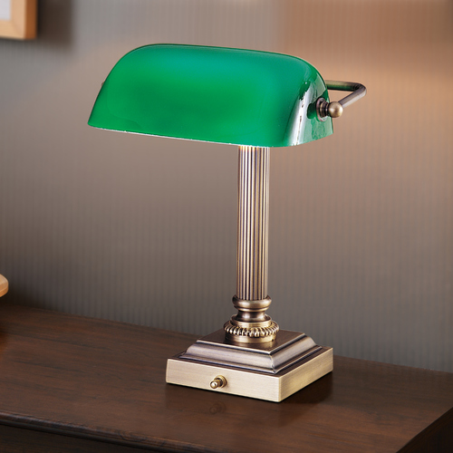 Shelburne Bankers Lamp in Antique Brass by House of Troy Lighting