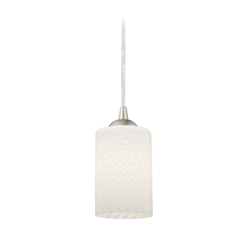 Art Glass Mini-Pendant Light with White Scalloped Glass
