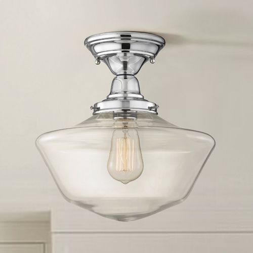 Design Classics Lighting 12-Inch Clear Glass Schoolhouse Ceiling Light in Chrome Finish FBS-26 / GA12-CL