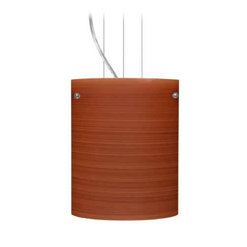 Besa Lighting Tamburo Satin Nickel LED Mini-Pendant Light with Cylindrical Shade