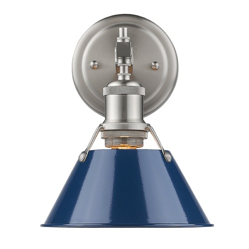 Golden Lighting Orwell Wall Sconce in Pewter & Navy Blue by Golden Lighting 3306-BA1 PW-NVY