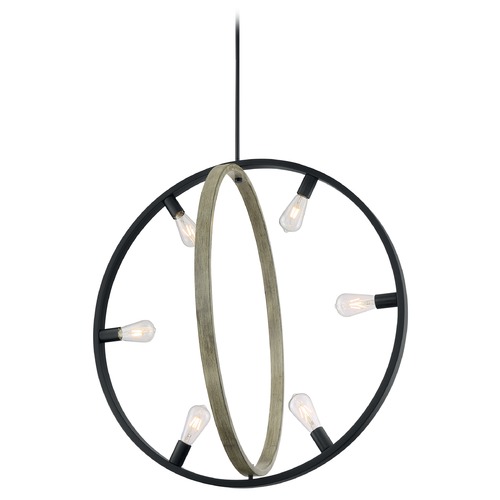 Augusta Black & Wood Pendant by Satco Lighting