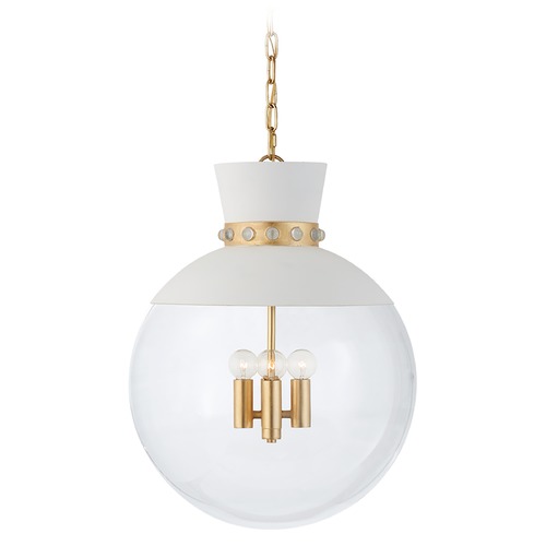 Visual Comfort Signature Collection Julie Neill Lucia Large Pendant in White & Gild by Visual Comfort Signature JN5052WHTGCG
