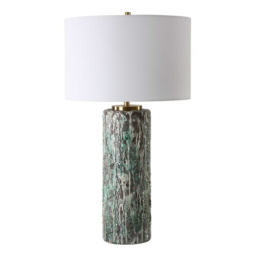 The Uttermost Company Meltdown Blue & Brass Table Lamp with Drum Shade