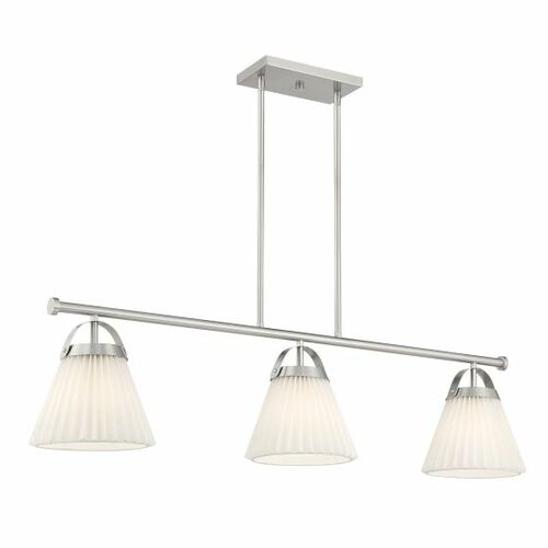 3-Light Linear Chandelier in Brushed Nickel by Meridian