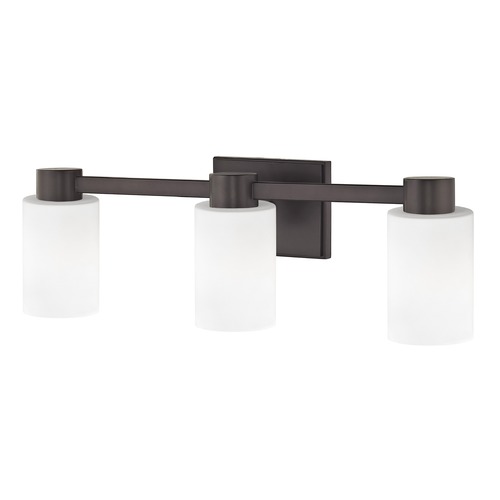 3-Light Satin White Glass Vanity Light Bronze