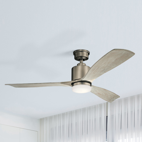 Kichler Lighting 52-Inch 3 Blade LED Ceiling Fan with Light Antique Pewter by Kichler Lighting 300027AP