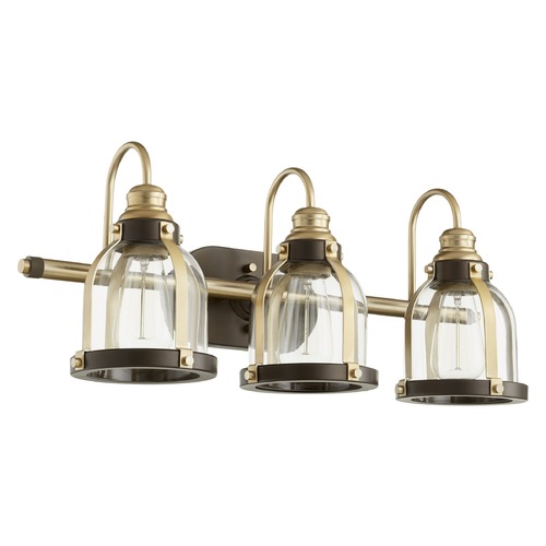 Aged Brass & Oiled Bronze Bathroom Light by Quorum Lighting