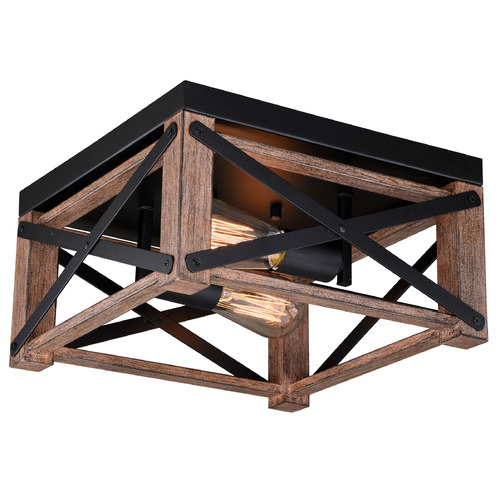 Vaxcel Lighting Colton Rustic Oak & Noble Bronze Flushmount Light