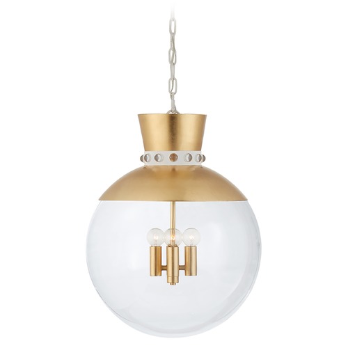 Visual Comfort Signature Collection Julie Neill Lucia Large Pendant in Gild & White by Visual Comfort Signature JN5052GWHTCG