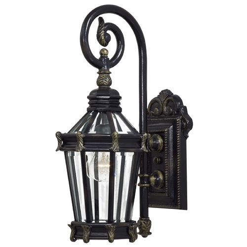 Outdoor Wall Light with Clear Glass in Heritage with Gold Highlights by Minka Lavery