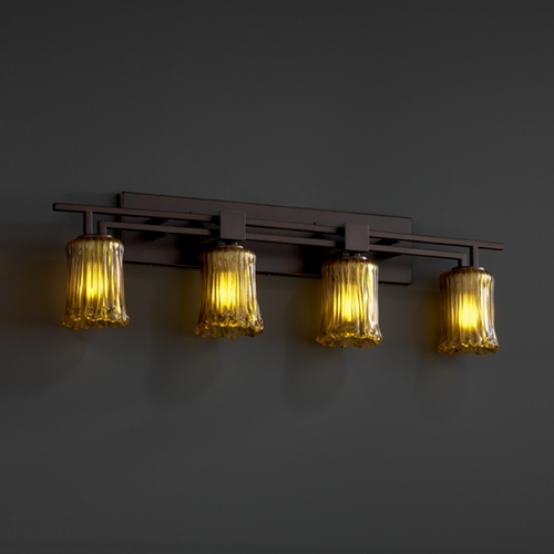 Justice Design Group Justice Design Group Veneto Luce Collection Dark Bronze Bathroom Light GLA-8704-16-AMBR-DBRZ