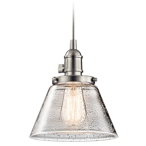 Kichler Lighting Seeded Glass Mini-Pendant in Brushed Nickel by Kichler Lighting 43851NI