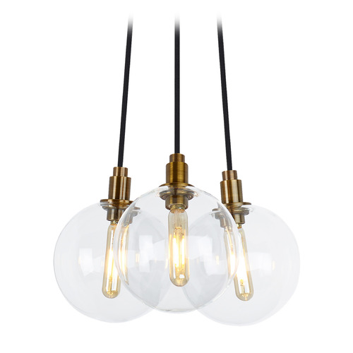 Gambit 3-Light Chandelier in Aged Brass by Visual Comfort Modern