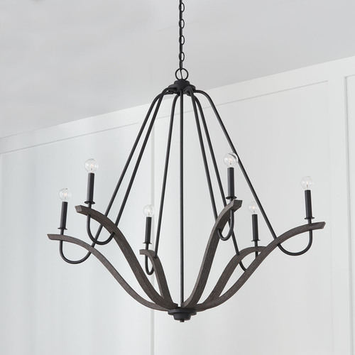 Capital Lighting Clive 43-Inch Chandelier in Carbon Grey & Black by Capital Lighting 447662CK
