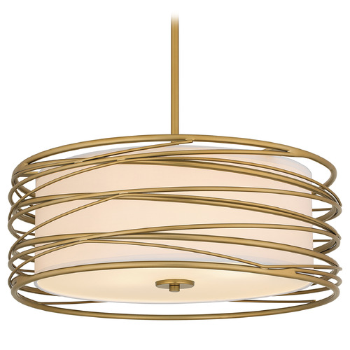 Quoizel Lighting Spiral Light Gold Pendant Light with Drum Shade
