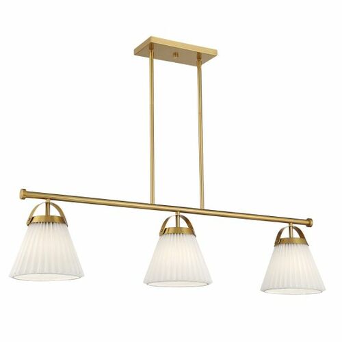3-Light Linear Chandelier in Natural Brass by Meridian