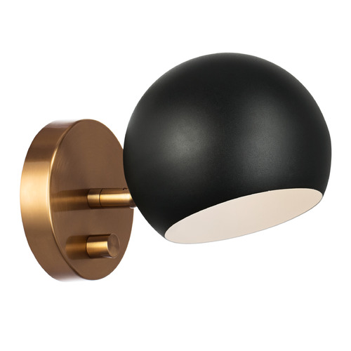 Matteo Lighting Matteo Lighting Orb Matte Black & Aged Gold Sconce W31701MBAG