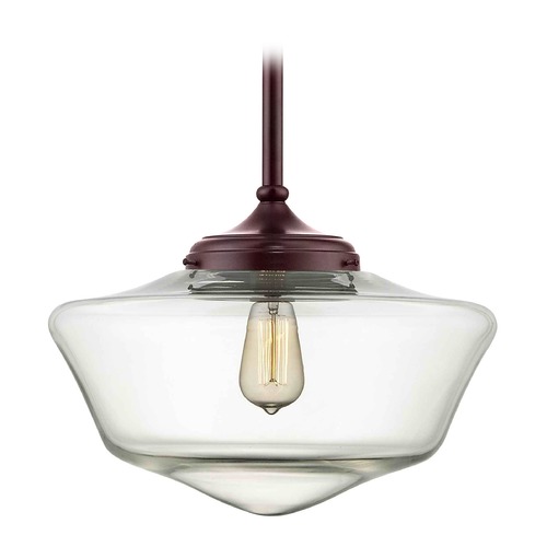 16-Inch Bronze Clear Glass Schoolhouse Pendant Light