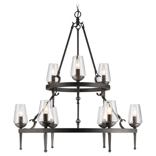 Golden Lighting Marcellis Dark Natural Iron Chandelier by Golden Lighting 1208-9 DNI