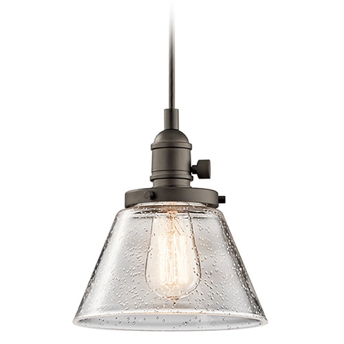 Kichler Lighting Seeded Glass Mini-Pendant in Bronze by Kichler Lighting 43851OZ