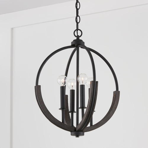 Capital Lighting Clive 15.50-Inch Pendant in Carbon Grey & Black by Capital Lighting 347642CK