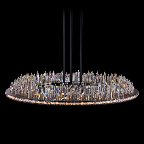 Allegri Lighting Allegri Crystal Orizzonte Matte Black LED Pendant Light 039156-052-FR001