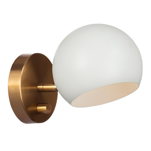 Matteo Lighting Orb Matte White & Aged Gold Sconce