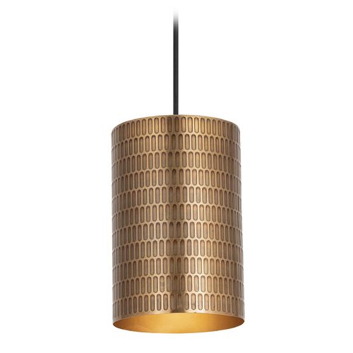 Maxim Lighting Shaka Weathered Brass Mini-Pendant Light with Cylindrical Shade