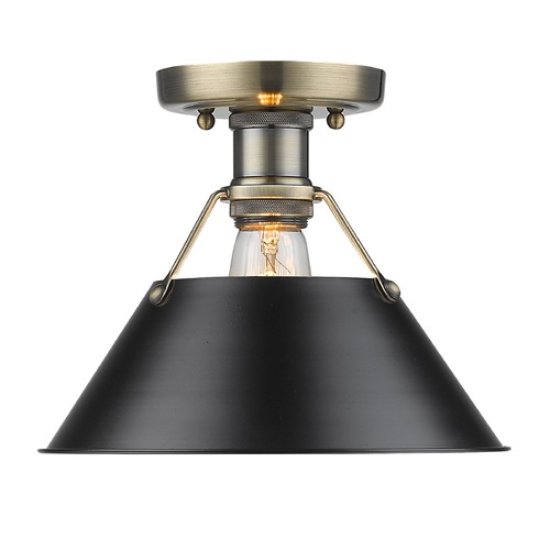 Orwell Semi-Flush Mount in Aged Brass & Black by Golden Lighting