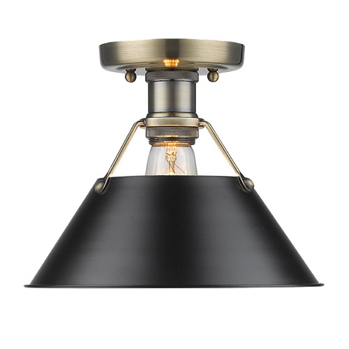 Golden Lighting Orwell Semi-Flush Mount in Aged Brass & Black by Golden Lighting 3306-FM AB-BLK