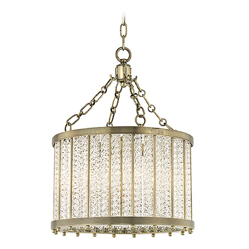 Hudson Valley Lighting Hudson Valley Lighting Shelby Aged Brass Pendant Light with Drum Shade 8119-AGB