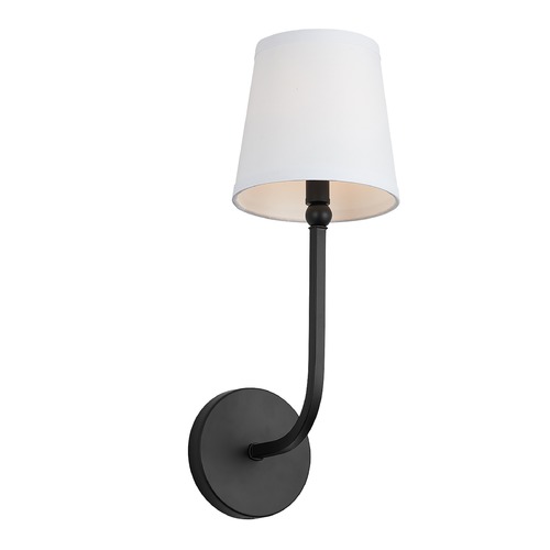 Dawson Wall Sconce in Matte Black with White Shade by Capital Lighting