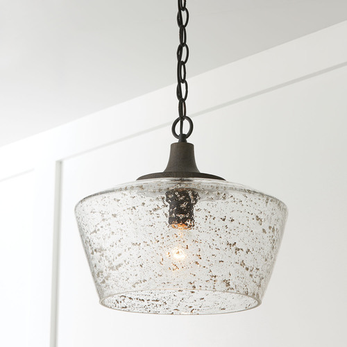 Capital Lighting Clive 14-Inch Pendant in Carbon Grey & Black Iron by Capital Lighting 347611CK