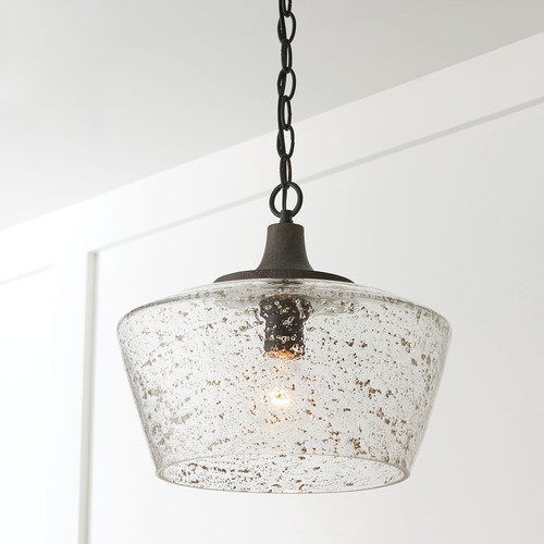 Clive 14-Inch Pendant in Carbon Grey & Black Iron by Capital Lighting