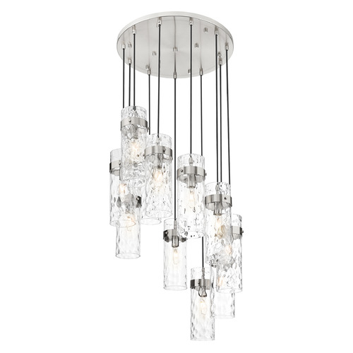 Z-Lite Fontaine Brushed Nickel Multi-Light Pendant with Cylindrical Shade