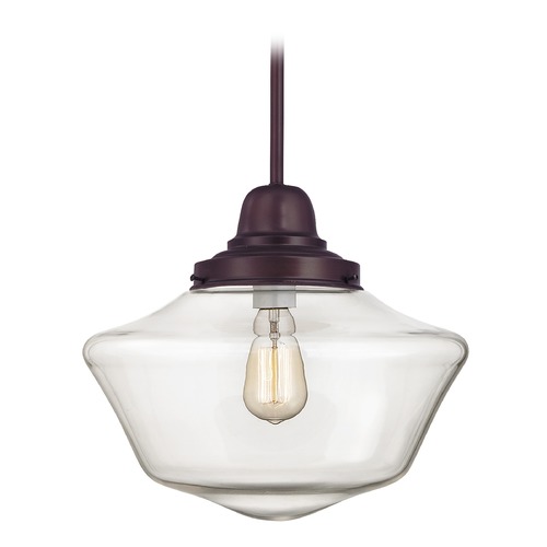14-Inch Bronze Clear Glass Schoolhouse Pendant Light