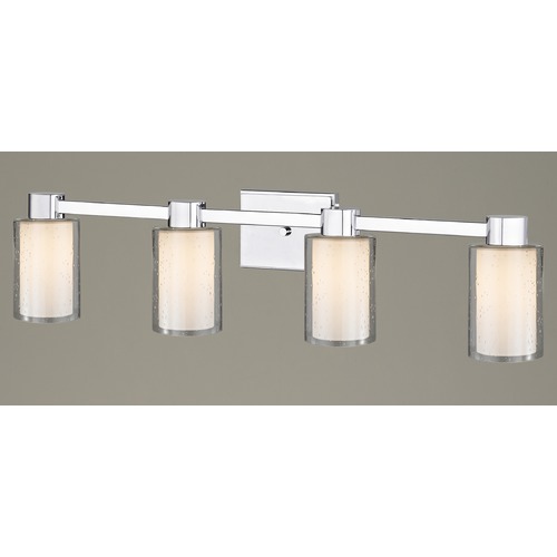 Design Classics Lighting 4-Light Seeded Frosted Glass Vanity Light Chrome 2104-26 GL1061 GL1041C