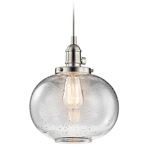 Kichler Lighting Seeded Glass Mini-Pendant in Brushed Nickel by Kichler Lighting 43852NI