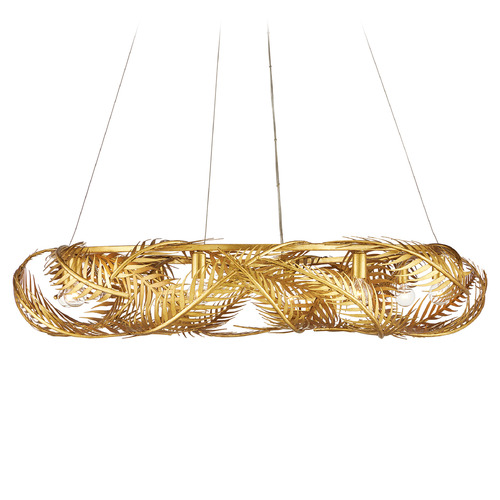 Currey and Company Lighting Queenbee Palm Ring Chandelier in Gold Leaf by Currey & Company 9000-0937
