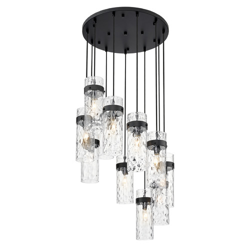 Z-Lite Fontaine Matte Black Multi-Light Pendant with Cylindrical Shade