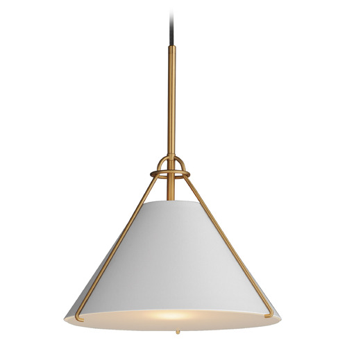 Maxim Lighting Lucas Light French Gray & Natural Aged Brass Pendant Light with Conical Shade