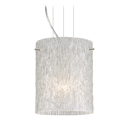 Besa Lighting Tamburo Satin Nickel LED Mini-Pendant Light with Cylindrical Shade