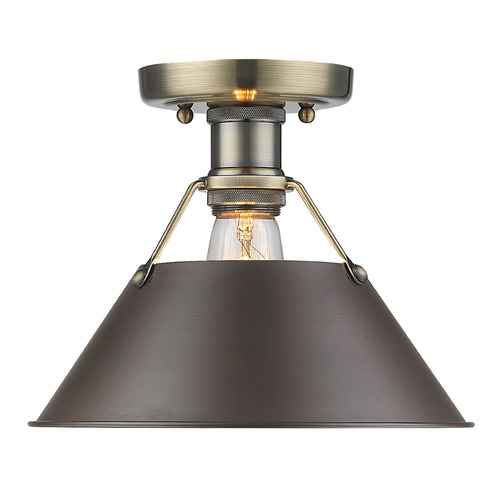 Golden Lighting Orwell Semi-Flush Mount in Aged Brass & Rubbed Bronze by Golden Lighting 3306-FM AB-RBZ