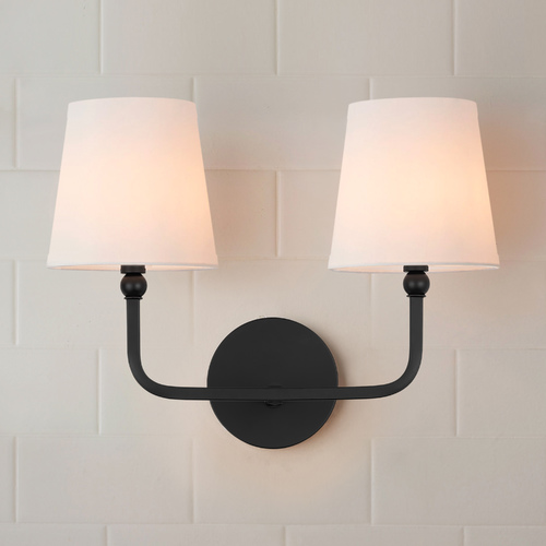 Dawson 16-Inch Vanity Light in Matte Black with White Shades by Capital Lighting