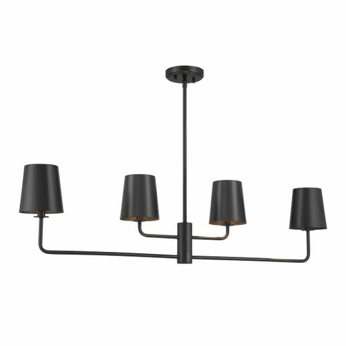 4-Light Linear Chandelier in Matte Black by Meridian
